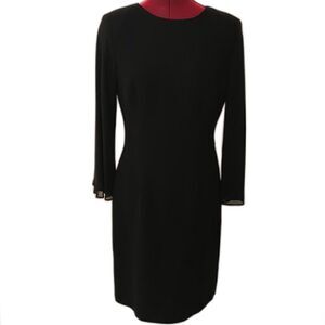 Donna Morgan Dress Women’s Size 6 Black 3/4 Sheer Bell Sleeves Low Back Beading
